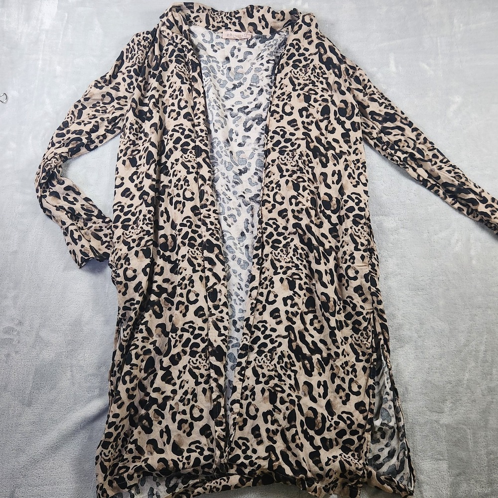 Philosophy Cheetah Tan/Black Collar Open Duster Size Small Long Slit